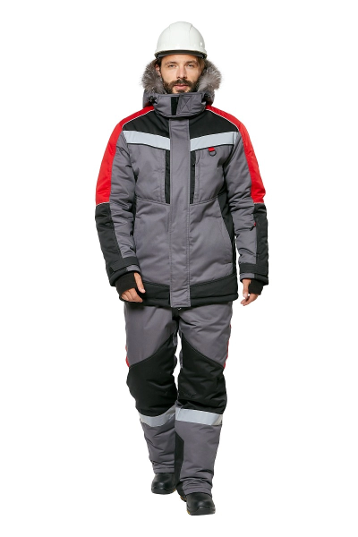 Костюм ПАМИР-НОРД зимний с ПК (серый/черный/красный)