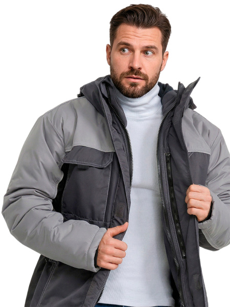 Куртка RONTA KR615 MEMBRANE зимняя (т.серый/черный/св.серый)