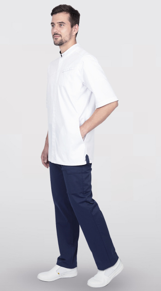 Блуза ЛОРД с коротким рукавом (белый/синий)