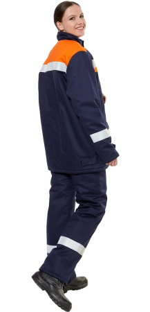 Костюм СП08-З/V-2 женский зимний защитный от электродуги с БР (оранжевый/т.синий)