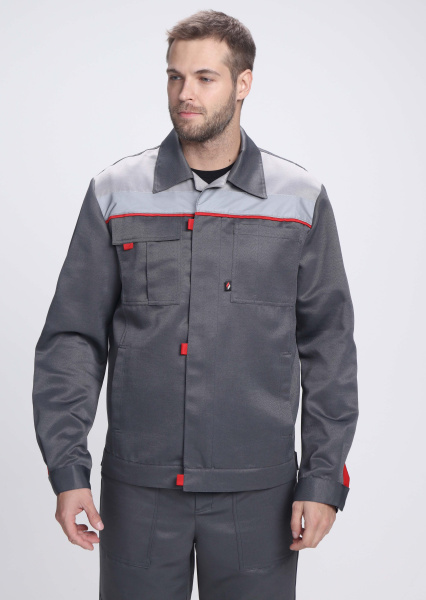 Костюм ФАВОРИТ-1 СОП IMP с БР (т.серый/серый/красный)