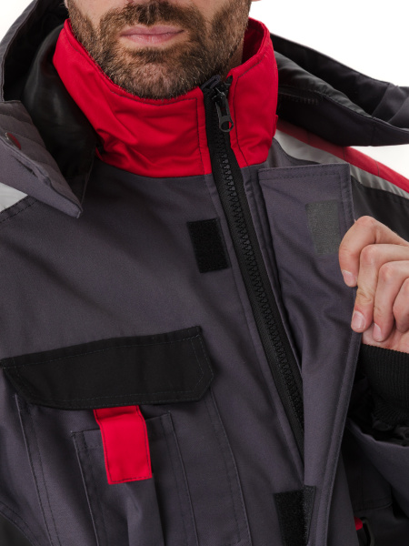 Костюм ВЕКТОР зимний с ПК (т.серый/черный/красный)