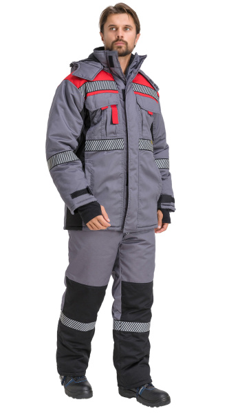 Костюм RONTA KS581 зимний с СОП (т.серый/красный/черный)