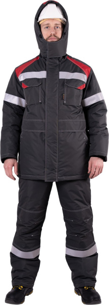 Костюм СТАРАТЕЛЬ ИМПОРТ зимний с БР (серый/красный)