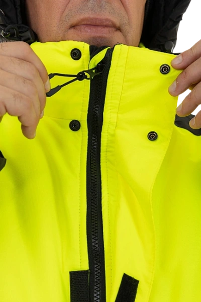 Куртка-парка BRODEKS KW 217 зимняя сигнальная c опушкой (желтый/черный)