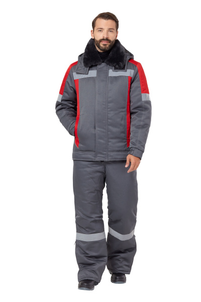 Костюм СТРАЙК зимний с ПК (серый/красный)