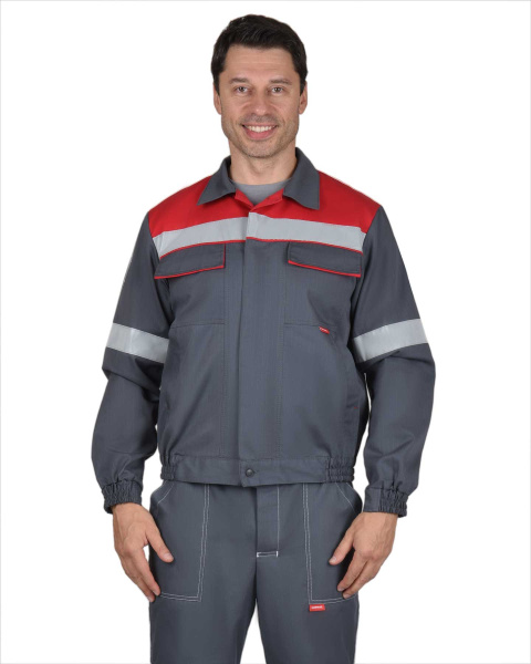 Куртка МЕГИОН-РОСС антистатическая нить МВО (серый/красный)