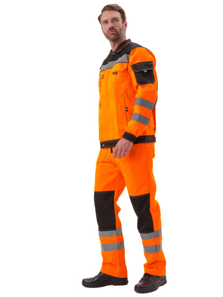 Костюм ПРОТЕКТ-ЛЮКС сигнальный с ПК (оранжевый/черный)