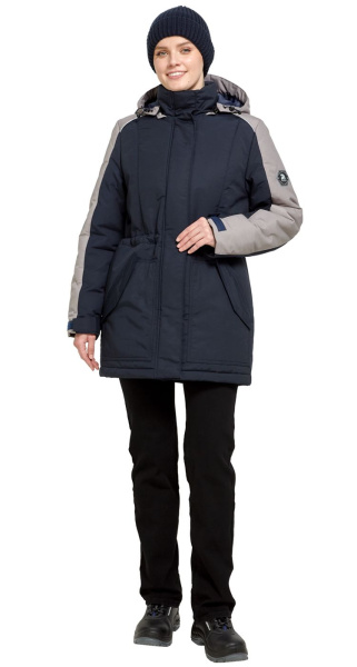 Куртка АЛЬФА женская зимняя (синий/серый)