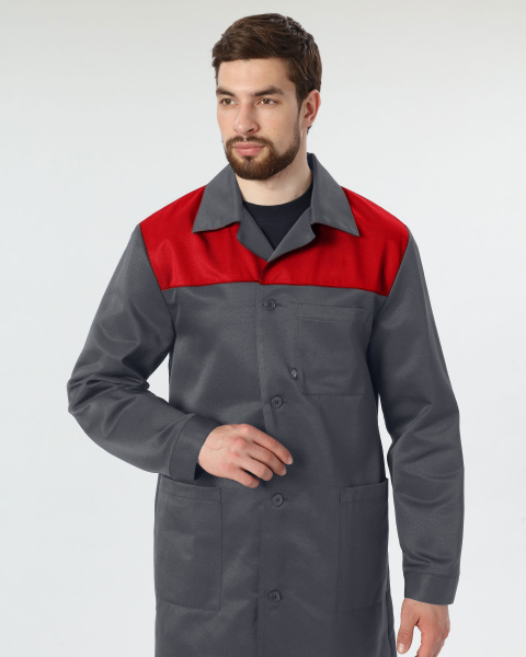 Халат ЛИГОР (т.серый/красный)