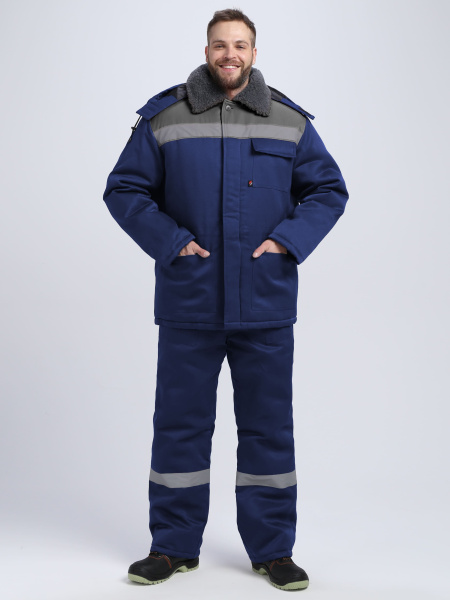 Куртка БРИГАДА NEW зимняя (т.синий/серый)