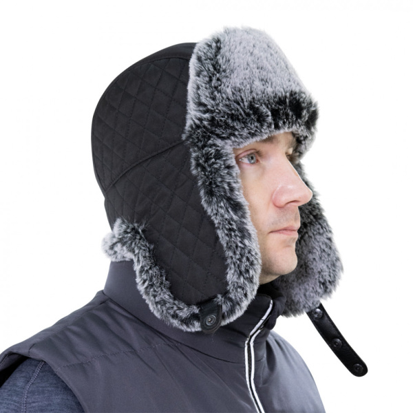 Шапка-ушанка BRODEKS EXTREME KM 109 (черный/серый мех)