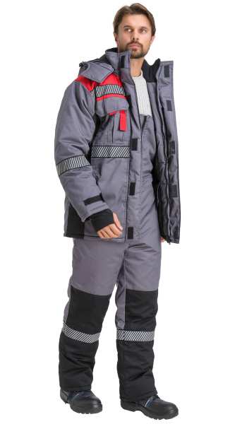 Куртка RONTA KR581 зимняя с СОП (т.серый/красный/черный)