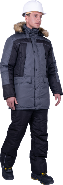 Куртка СКАНДИНАВИЯ ЛЮКС зимняя (серый/чёрный)