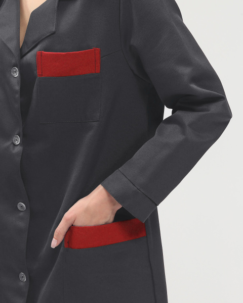 Халат ТЕХНОЛОГ женский (т.серый/красный)