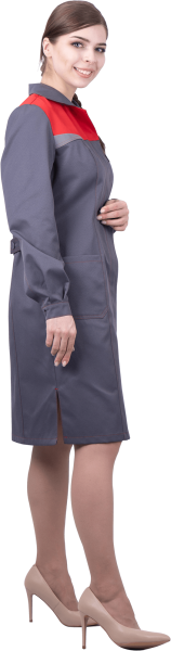 Халат КМ-10 ЛЮКС женский (серый/красный)