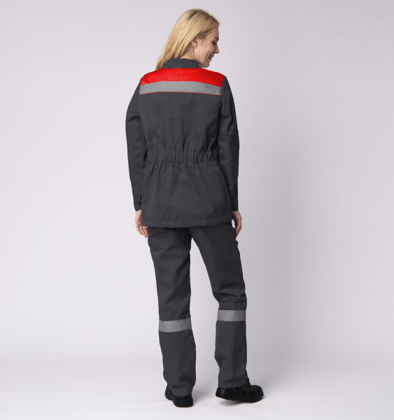 Костюм ВЕСНА-1 СОП NEW женский с БР (т.серый/красный)