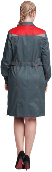 Халат КМ-10 ЛЮКС женский (серый/красный)