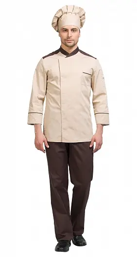 Костюм шеф—повара ГУСТАВО (бежевый/коричневый)