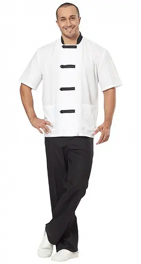 Костюм повара АЗИЯ (белый/черный)