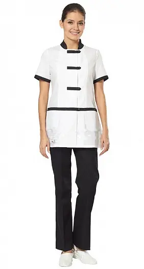 Костюм повара АЗИЯ женский (белый/черный)