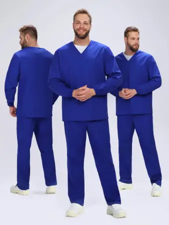 Костюм ХАССП-БАЗА с БР (васильковый) мужские медицинские