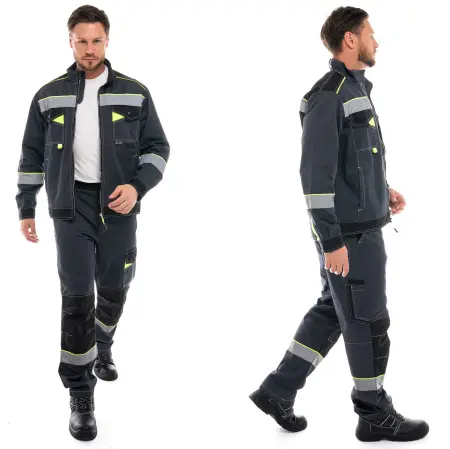 Костюм КОРВЕТ КОТТОН КБ1 с БР (т.серый/черный/лимон)