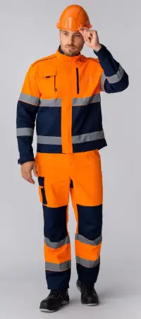 Костюм ДОРОЖНИК С-1 с БР (оранжевый/т.синий)