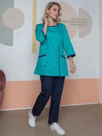 Костюм ВОЯЖ женский с БР (св.бирюзовый/т.синий) женские медицинские