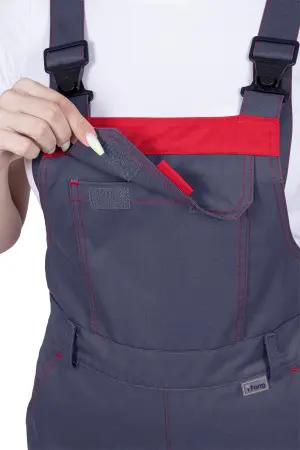 Полукомбинезон ХАЙ-ТЕК SAFETY женский (серый/красный)