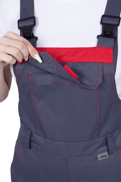 Полукомбинезон ХАЙ-ТЕК SAFETY женский (серый/красный)