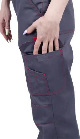 Полукомбинезон ХАЙ-ТЕК SAFETY женский (серый/красный)