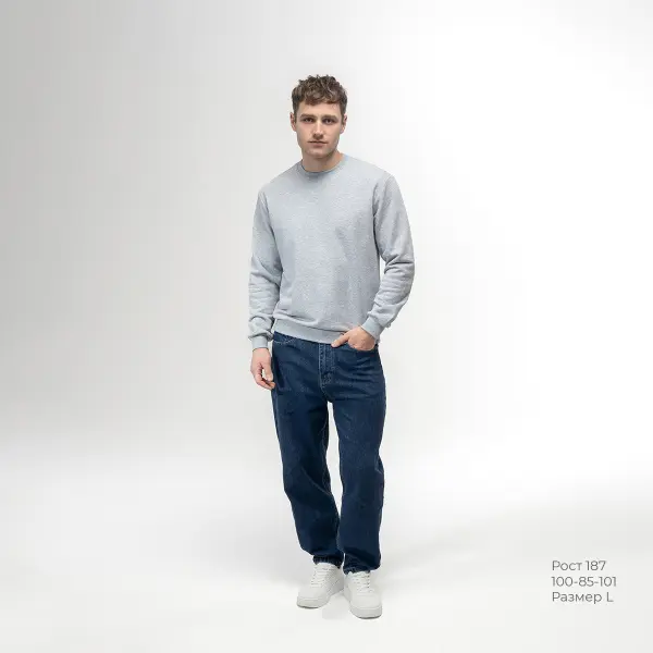 Толстовка REDFORT 355 петля-диагональ (серый меланж)