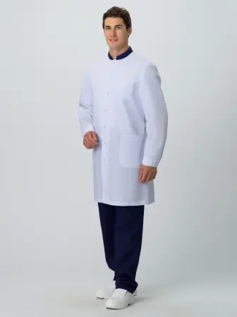Халат СИМПЛ-001 MEDLINE (белый/т.синий) мужские медицинские