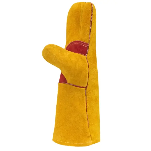 Краги РОСМАРКА 1457 зимние иск. мех особо прочные трехпалые 35см (желтый/красный)