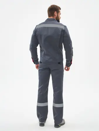 Костюм ФАВОРИТ-2 IMP усиленный с ПК (т.серый/серый/красный)