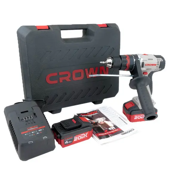 Аккумуляторный ударный шуруповерт CROWN CT21075HMX-4 BMC 20В 4Ач*2 60Нм Аккумуляторный ударный шуруповерт CROWN CT21075HMX-4 BMC 20В 4Ач*2 60Нм