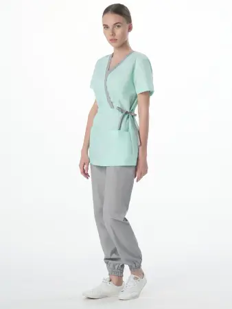 Костюм MEDLINE СИМПЛ-001 женский с БР (серый/мятный) женские медицинские