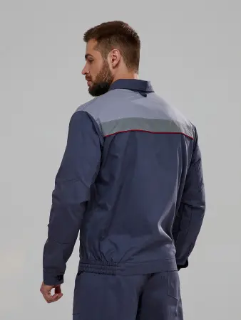 Костюм ФЛОФТ-2 СОП саржа с ПК (т.серый/св.серый/красный)