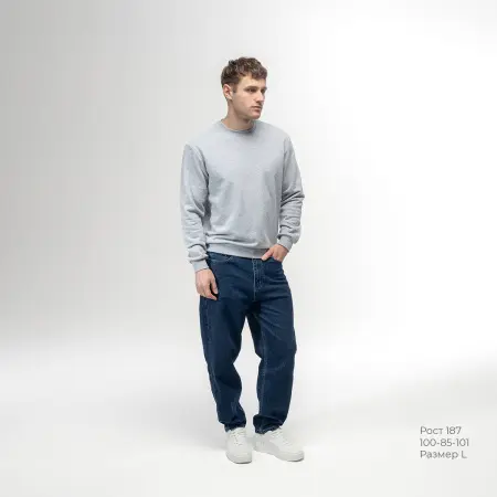 Толстовка REDFORT 355 петля-диагональ (серый меланж)