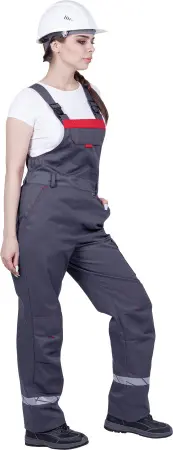 Полукомбинезон ХАЙ-ТЕК SAFETY женский (серый/красный)