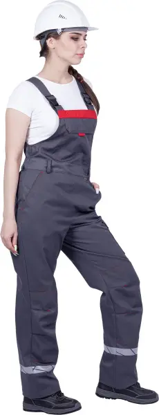 Полукомбинезон ХАЙ-ТЕК SAFETY женский (серый/красный)