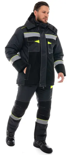 Костюм ОРЕГОН-МЕМБРАНА зимний с ПК (т. серый/черный/лимонный)