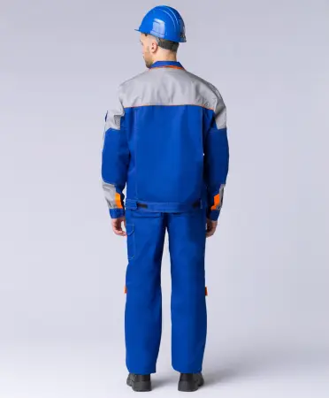 Костюм СОЮЗ-ПРОФЕССИОНАЛ-1 с БР (васильковый/св.серый/оранжевый)