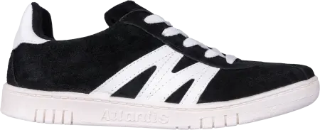 Туфли кроссовые ПВХ замша (черный/белый)