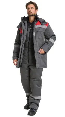 Костюм RONTA KS241 зимний с ПК (т.серый/красный)