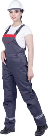 Полукомбинезон ХАЙ-ТЕК SAFETY женский (серый/красный)