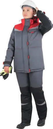 Костюм КМ-10 ЛЮКС жен. зимний c БР (серый/красный)