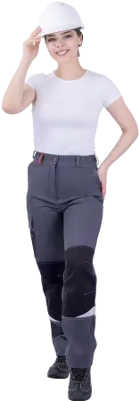 Брюки ТУРБО SAFETY женские (серый/чёрный/красный)