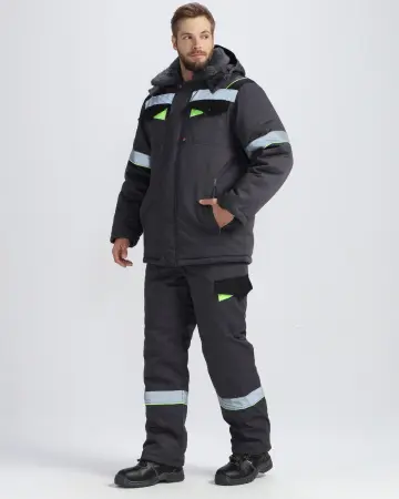 Костюм ХОВАРД зимний с ПК (т.серый/черный/лимонный)